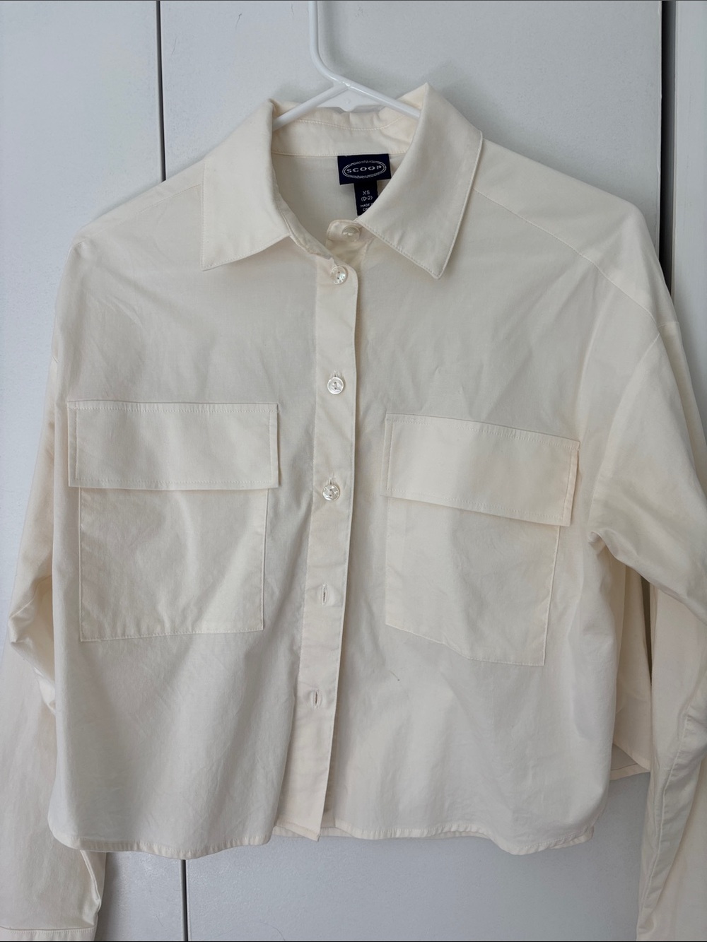 Scoop Cream Button-Front Utility Shirt